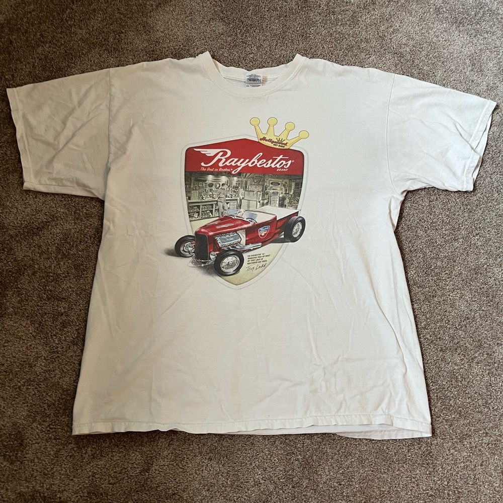 Vintage Graphic Car T Shirt Raybestos Brakes Hollywood Hot Rods Size XL